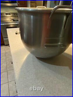 80 qt stainless steel mixing bowl, dough hook & dolly (Believed to be Blakeslee)
