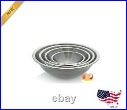 Large Stainless Steel Standard Weight Mixing Bowls Set Mirror Finish