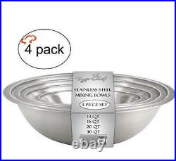Large Stainless Steel Standard Weight Mixing Bowls Set Mirror Finish
