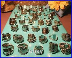 Lot of 25 Spoon Rings sterling silver plate/ stainless steel mix band spiral
