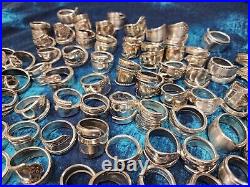 Lot of 50 Spoon Rings sterling silver plate/ stainless steel mix band spiral