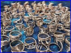 Lot of 50 Spoon Rings sterling silver plate/ stainless steel mix band spiral
