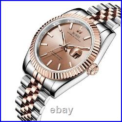 Men's Luxury Automatic Watch Sapphire Crystal Lens Calendar Date with Stainless