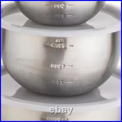 Mixing Bowl Set Stainless Steel Measurement Marks Dishwasher Safe Lids (3-Piece)