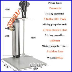 Stainless Steel 5 Gallon Pneumatic Mixer Stand Tank Barrel Paint Mix Blender New