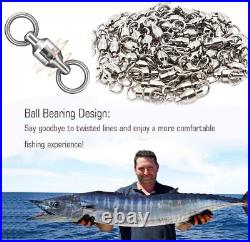 Stainless Steel Fishing Connector Ball Bearing Barrel Swivels Solid Welded Rings