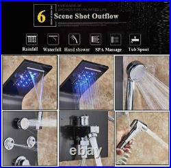 Stainless Steel Shower Panel Tower System LED Rain&Waterfall Massage Body Jet