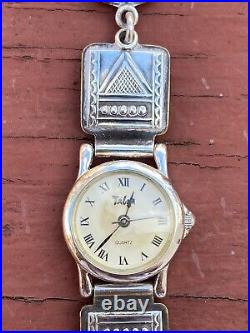 Vtg Tabra 925 Sterling Silver And Brass Mixed Metals Ladies Watch With Amber. 8