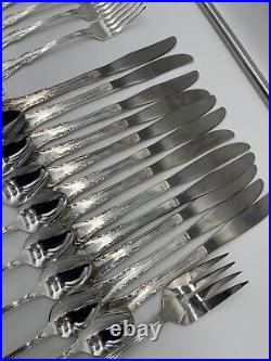 WM A ROGERS DELUXE ONEIDA MANSFIELD STAINLESS 60 PIECES Fork Knife Spoon With BOX