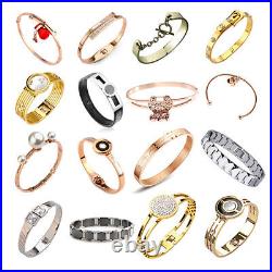 Wholesale 100pcs Mixed Luxury 18K GP Stainless Steel Women's Bangle Bracelet